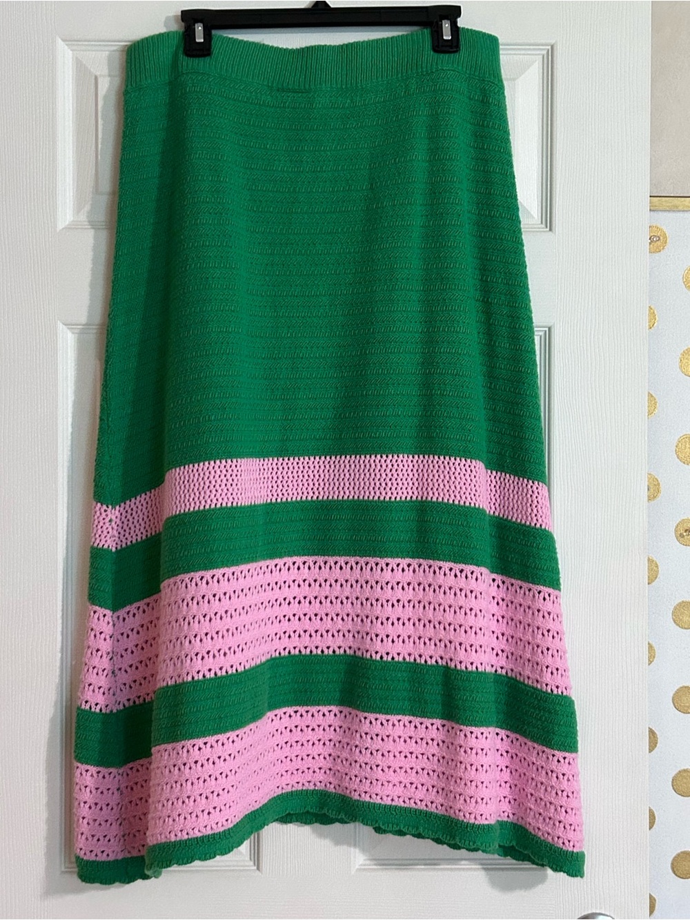Green & Pink Striped Knit Skirt - Picture 4 of 5